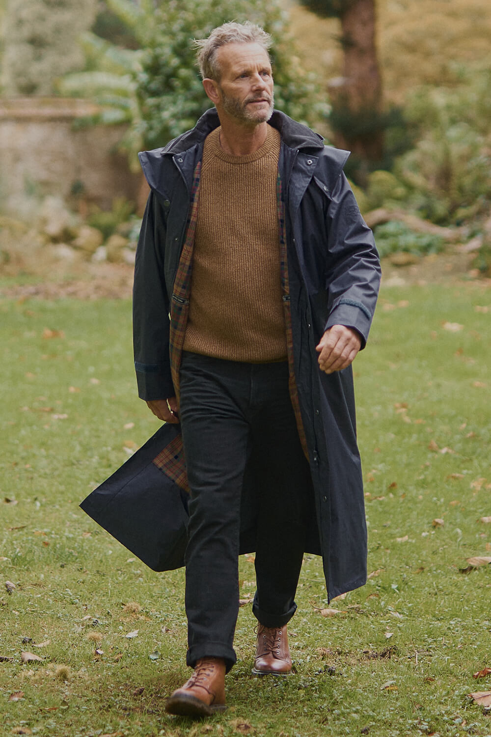 Longcoats Breathable Newlyn Men s Long Raincoat with Hood Longcoats Trading Co